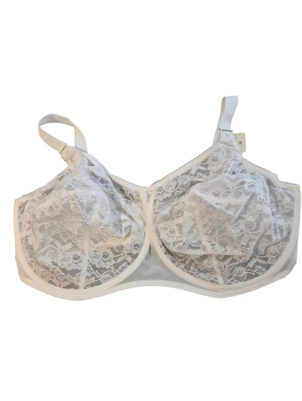Goddess Revelation Vintage White Lace Underwire Bra 46G Sheer Full Coverage NWT